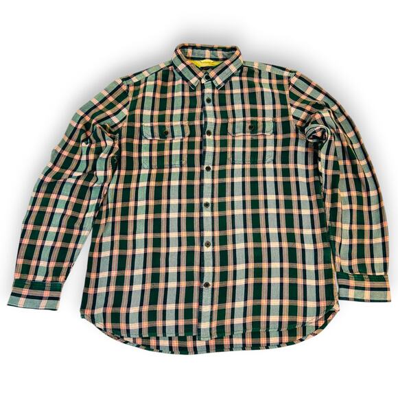 Womens Large Flannel Shirt Gap + Pendleton Deep Hunter Green Orange 100% Cotton - Picture 1 of 11